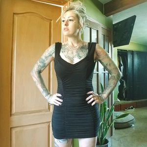 Forever 21 Bandage Draped Black Mini Dress L